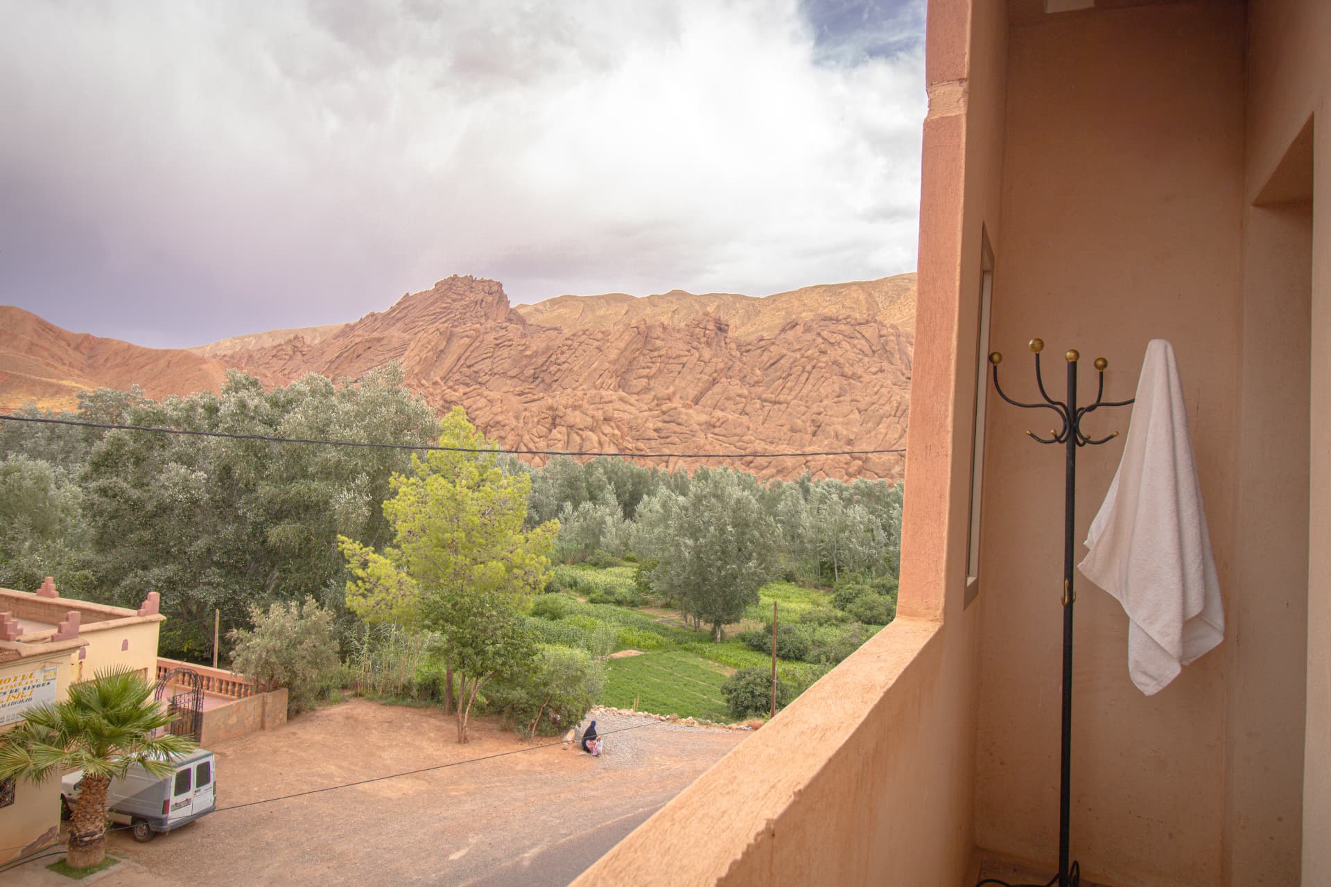 ANZAR — balcony view over the palm groves and Dades cliffs