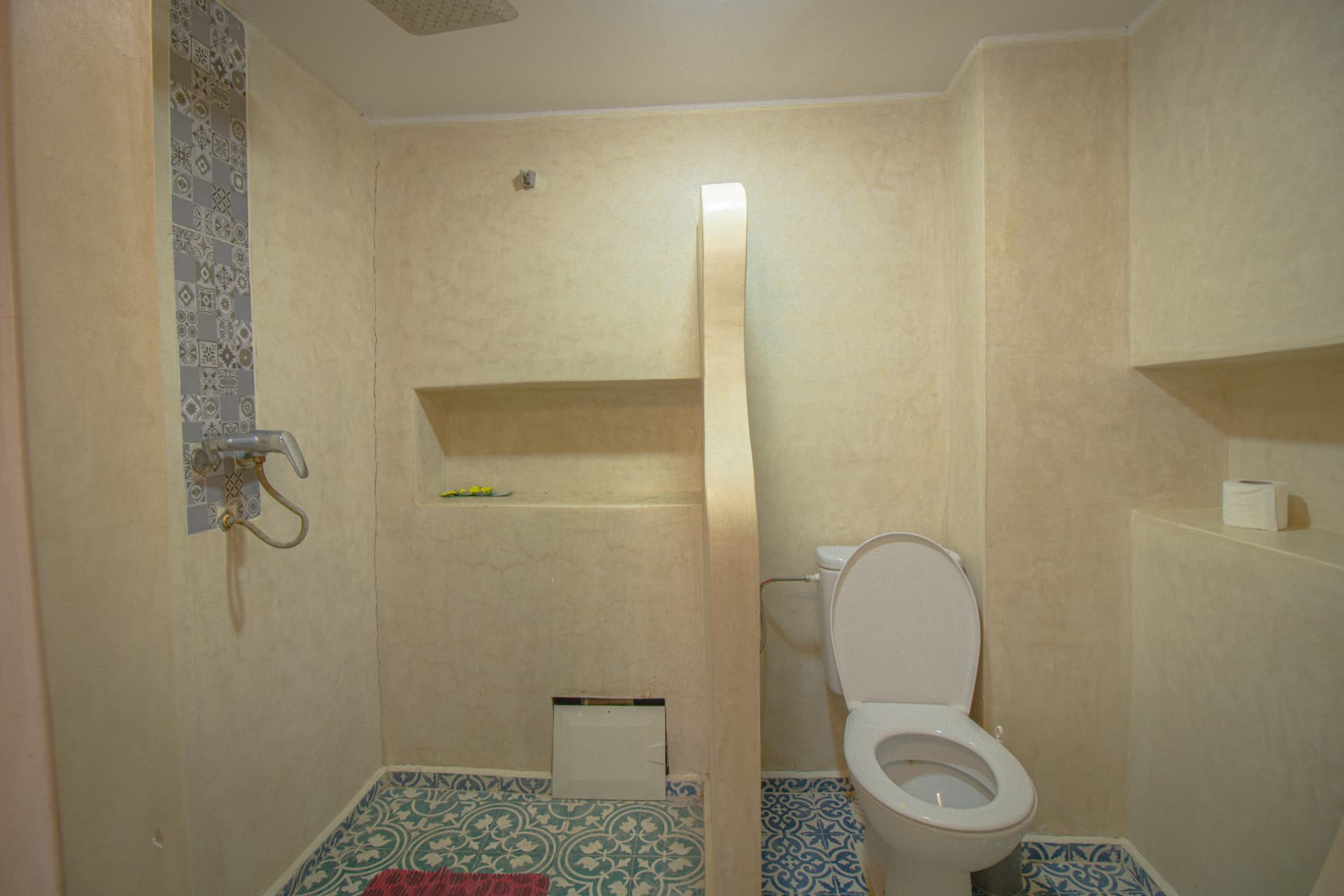 WARROU — shower area with patterned zellige tiles