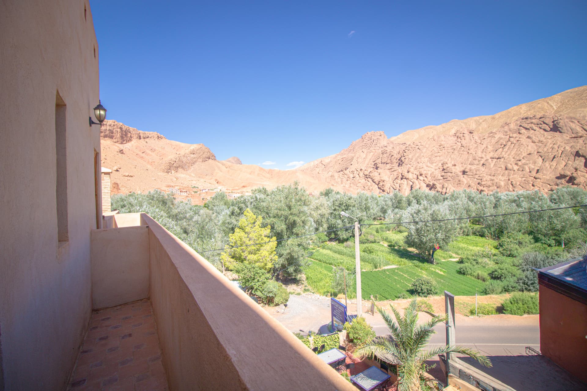 TIRIT — balcony view over the olive groves and Dades cliffs